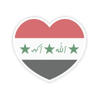 Heart Flag of Iraq 1991-2004 - STICKER Vinyl Kiss-Cut Decal 2 Inch Transparent - The Sticker Space
