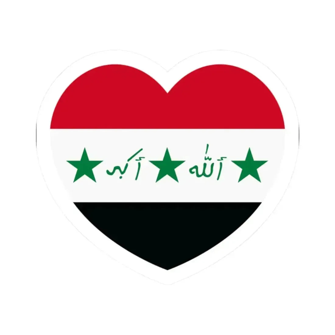 Heart Flag of Iraq 1991-2004 - STICKER Vinyl Kiss-Cut Decal 2 Inch White - The Sticker Space