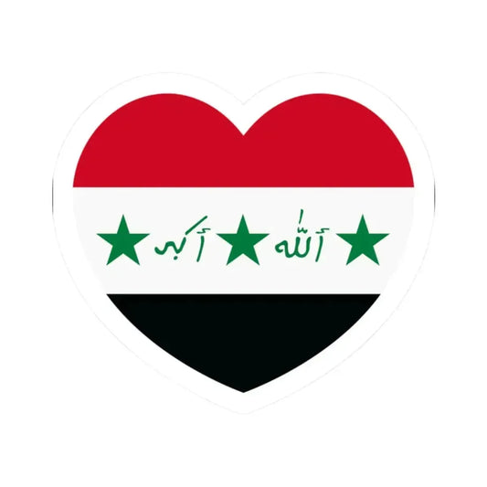 Heart Flag of Iraq 1991-2004 - STICKER Vinyl Kiss-Cut Decal 2 Inch White - The Sticker Space