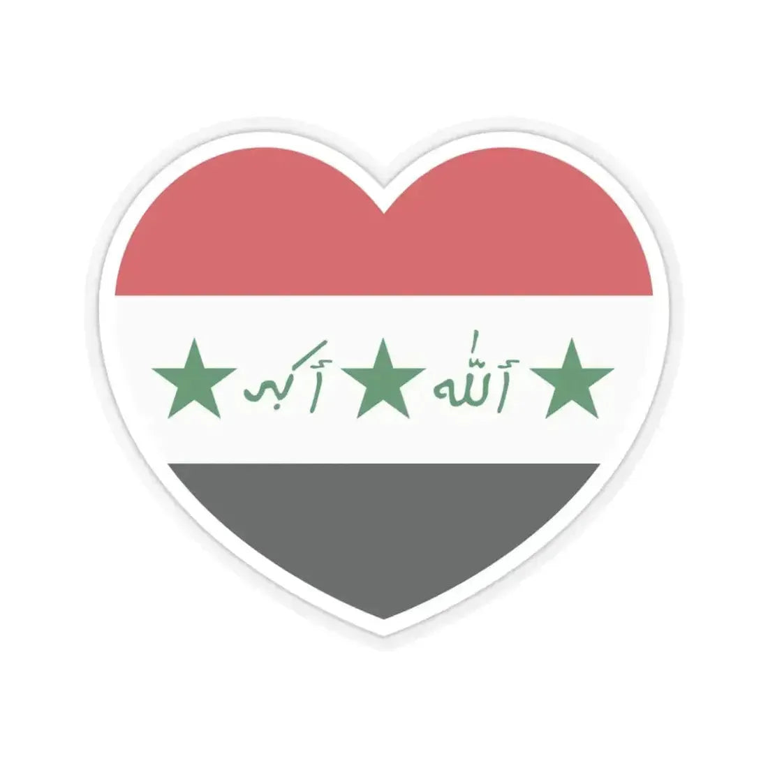 Heart Flag of Iraq 1991-2004 - STICKER Vinyl Kiss-Cut Decal 3 Inch Transparent - The Sticker Space