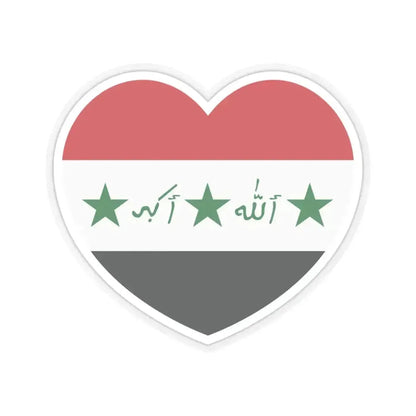 Heart Flag of Iraq 1991-2004 - STICKER Vinyl Kiss-Cut Decal 3 Inch Transparent - The Sticker Space
