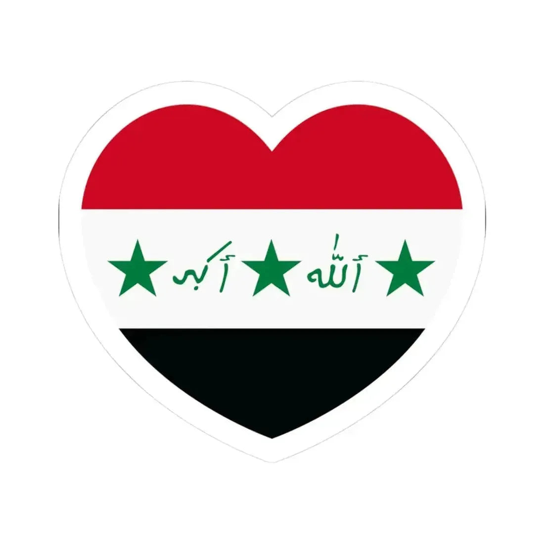 Heart Flag of Iraq 1991-2004 - STICKER Vinyl Kiss-Cut Decal 3 Inch White - The Sticker Space