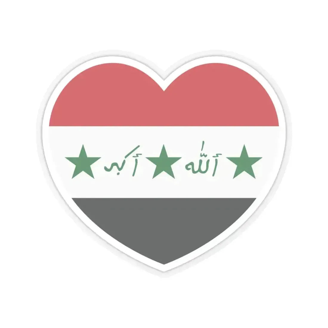 Heart Flag of Iraq 1991-2004 - STICKER Vinyl Kiss-Cut Decal 4 Inch Transparent - The Sticker Space