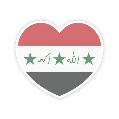Heart Flag of Iraq 1991-2004 - STICKER Vinyl Kiss-Cut Decal 4 Inch Transparent - The Sticker Space