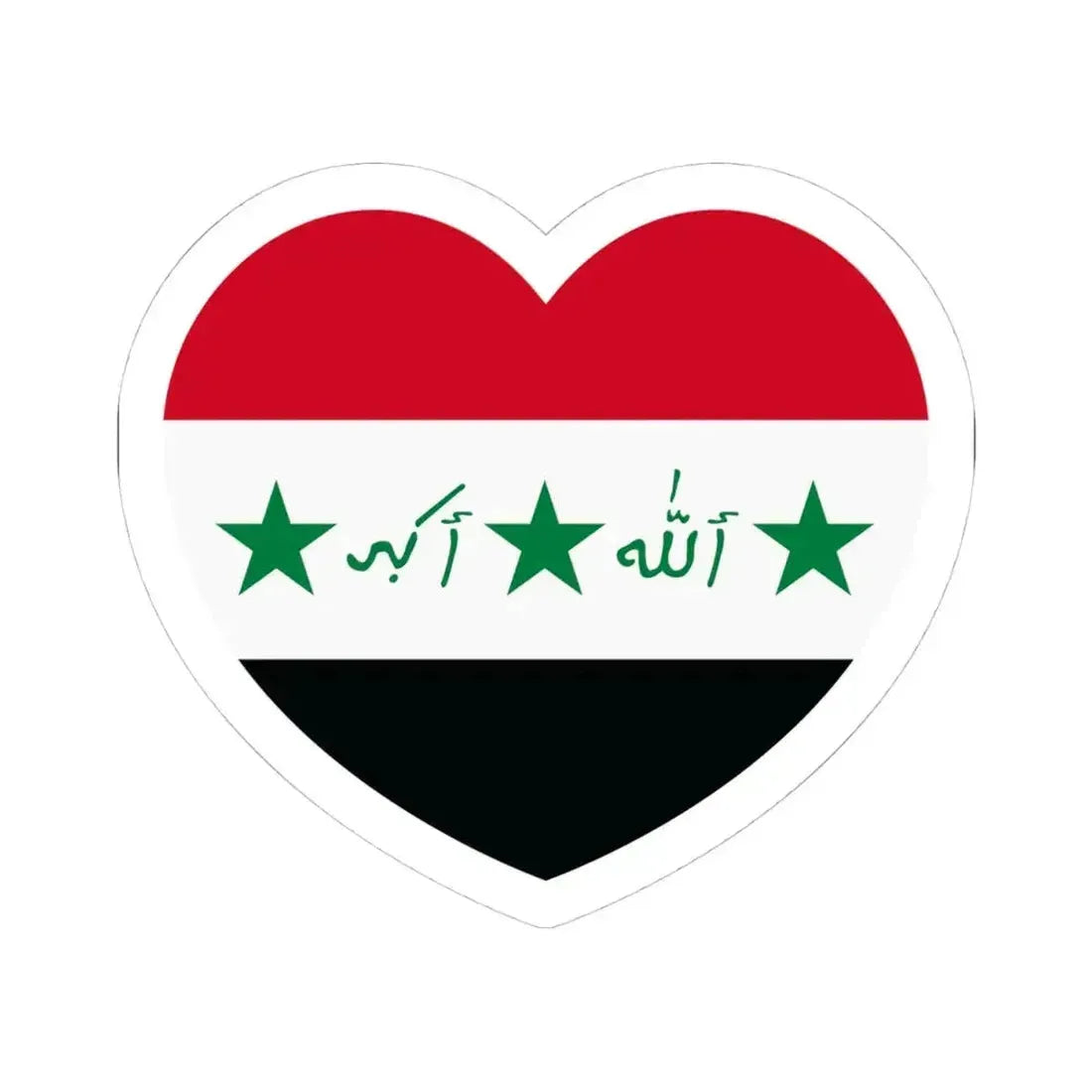 Heart Flag of Iraq 1991-2004 - STICKER Vinyl Kiss-Cut Decal 4 Inch White - The Sticker Space