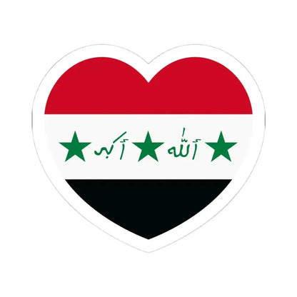 Heart Flag of Iraq 1991-2004 - STICKER Vinyl Kiss-Cut Decal 4 Inch White - The Sticker Space