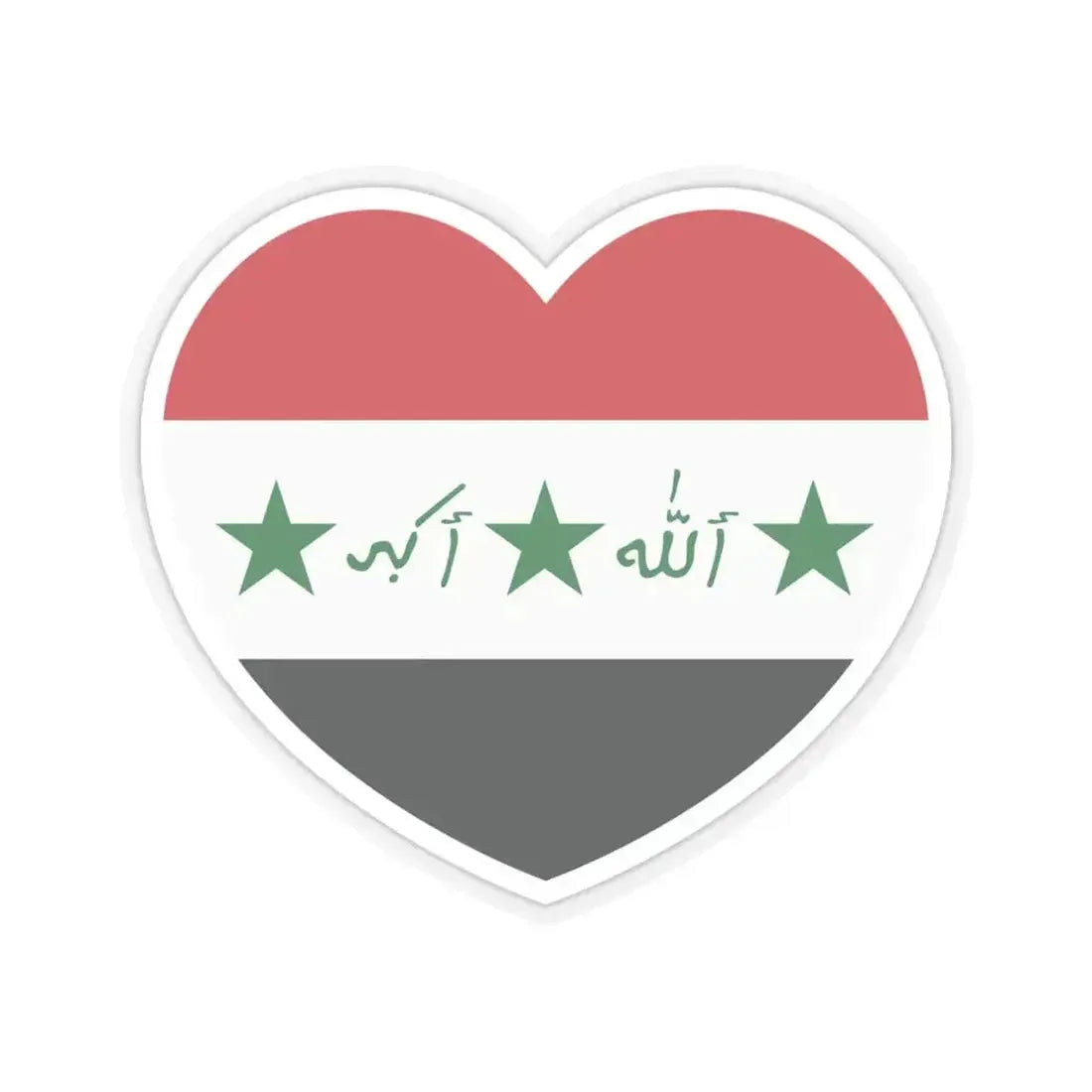 Heart Flag of Iraq 1991-2004 - STICKER Vinyl Kiss-Cut Decal 6 Inch Transparent - The Sticker Space