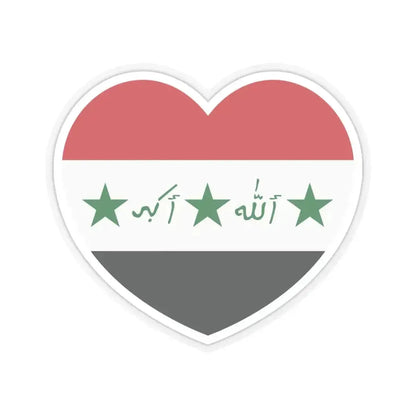 Heart Flag of Iraq 1991-2004 - STICKER Vinyl Kiss-Cut Decal 6 Inch Transparent - The Sticker Space