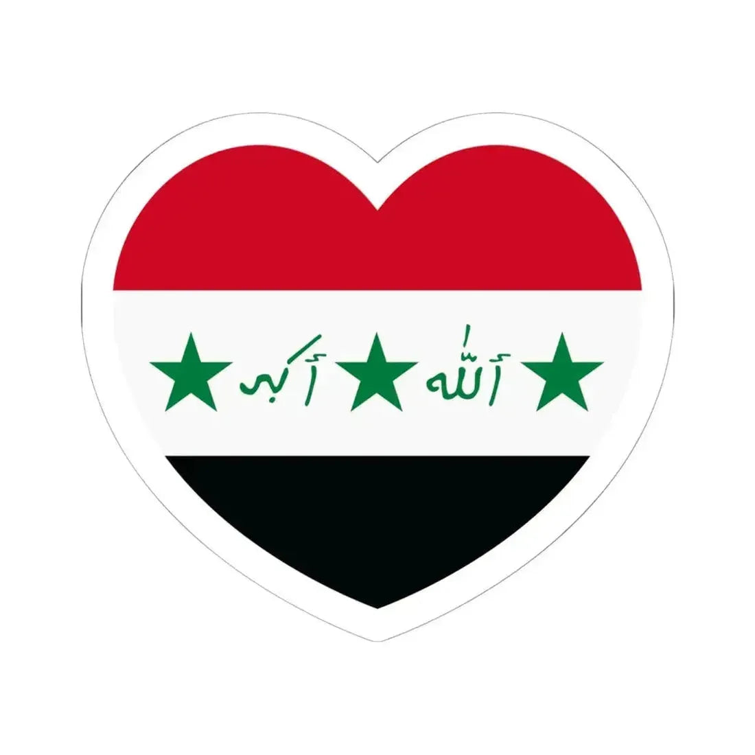 Heart Flag of Iraq 1991-2004 - STICKER Vinyl Kiss-Cut Decal 6 Inch White - The Sticker Space