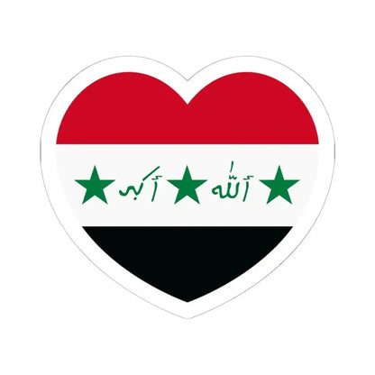 Heart Flag of Iraq 1991-2004 - STICKER Vinyl Kiss-Cut Decal 6 Inch White - The Sticker Space
