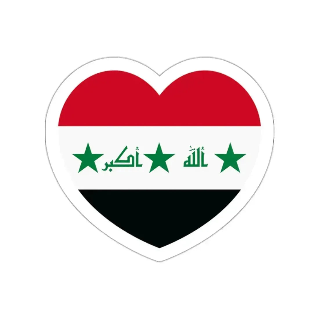 Heart Flag of Iraq 2004-2008 - STICKER Vinyl Die-Cut Decal White Die-Cut 2 Inch - The Sticker Space