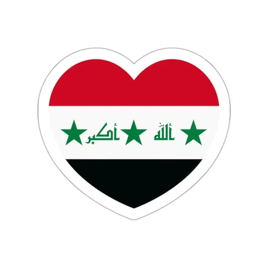 Heart Flag of Iraq 2004-2008 - STICKER Vinyl Die-Cut Decal White Die-Cut 2 Inch - The Sticker Space