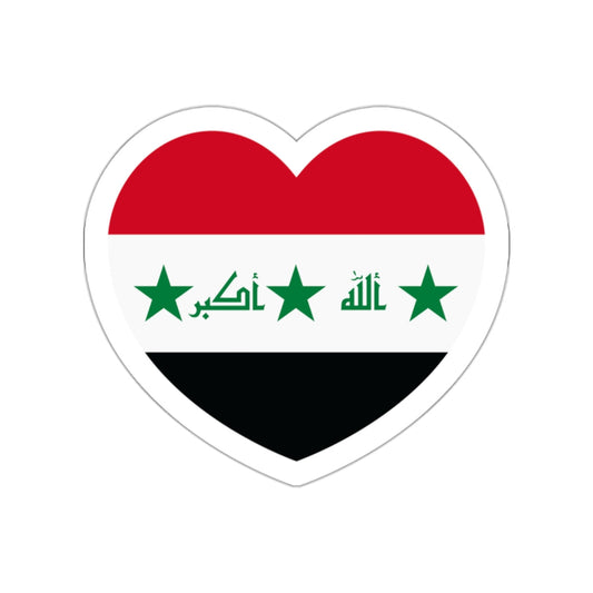 Heart Flag of Iraq 2004-2008 - STICKER Vinyl Die-Cut Decal-White-The Sticker Space