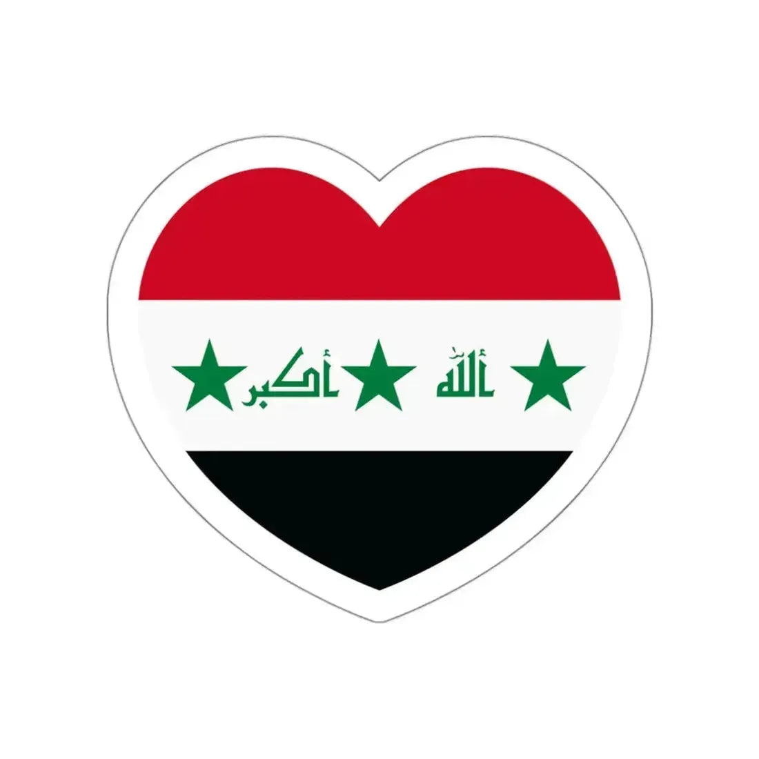 Heart Flag of Iraq 2004-2008 - STICKER Vinyl Die-Cut Decal White Die-Cut 3 Inch - The Sticker Space