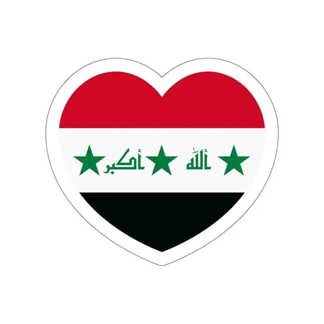 Heart Flag of Iraq 2004-2008 - STICKER Vinyl Die-Cut Decal White Die-Cut 5 Inch - The Sticker Space