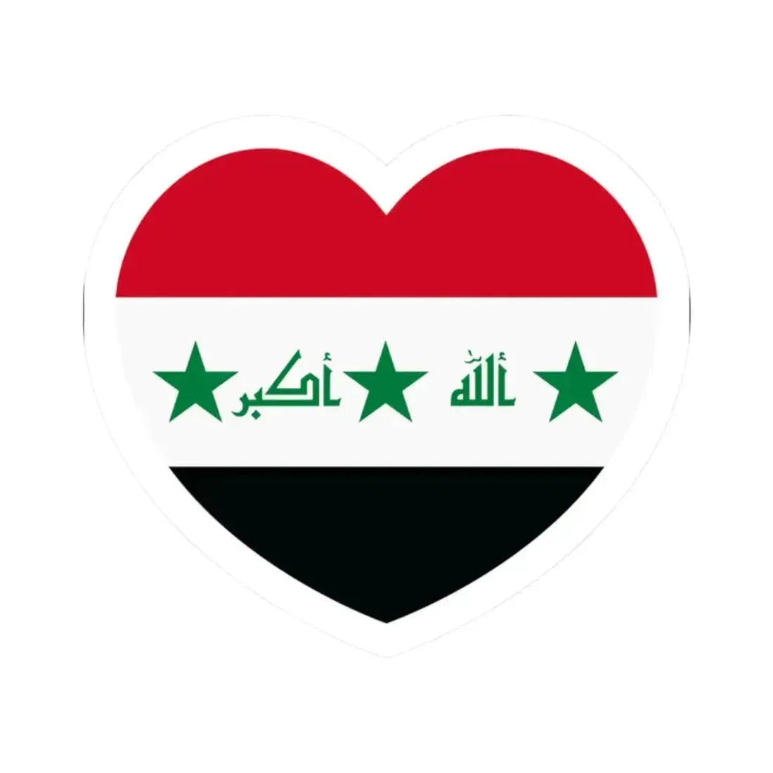 Heart Flag of Iraq 2004-2008 - STICKER Vinyl Kiss-Cut Decal 2 Inch White - The Sticker Space