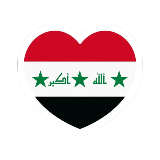 Heart Flag of Iraq 2004-2008 - STICKER Vinyl Kiss-Cut Decal 2 Inch White - The Sticker Space