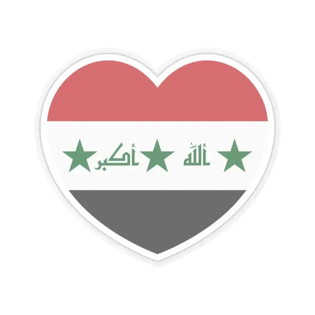 Heart Flag of Iraq 2004-2008 - STICKER Vinyl Kiss-Cut Decal 3 Inch Transparent - The Sticker Space