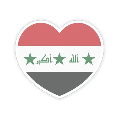 Heart Flag of Iraq 2004-2008 - STICKER Vinyl Kiss-Cut Decal 3 Inch Transparent - The Sticker Space