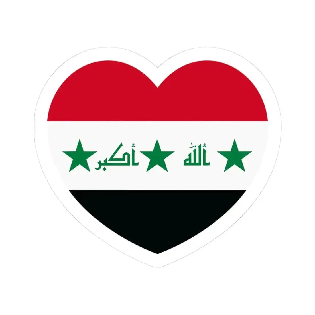 Heart Flag of Iraq 2004-2008 - STICKER Vinyl Kiss-Cut Decal 3 Inch White - The Sticker Space