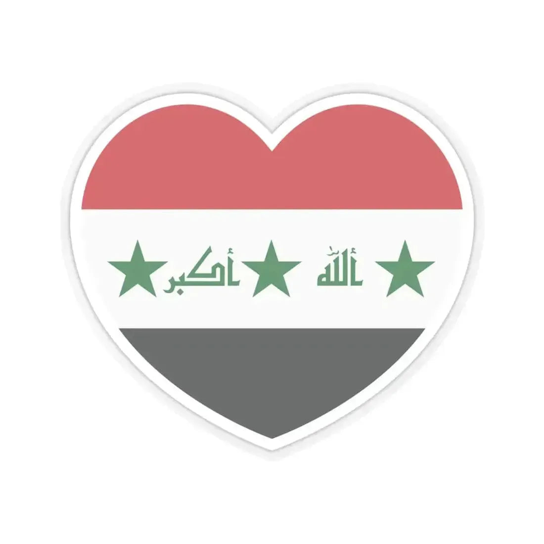 Heart Flag of Iraq 2004-2008 - STICKER Vinyl Kiss-Cut Decal 4 Inch Transparent - The Sticker Space