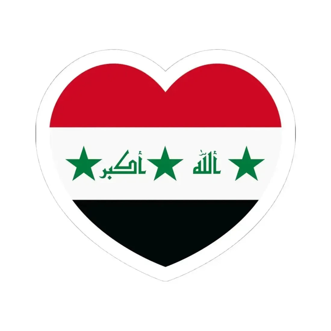 Heart Flag of Iraq 2004-2008 - STICKER Vinyl Kiss-Cut Decal 4 Inch White - The Sticker Space