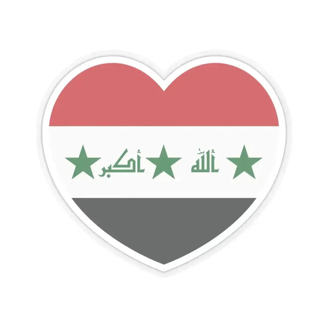 Heart Flag of Iraq 2004-2008 - STICKER Vinyl Kiss-Cut Decal 6 Inch Transparent - The Sticker Space