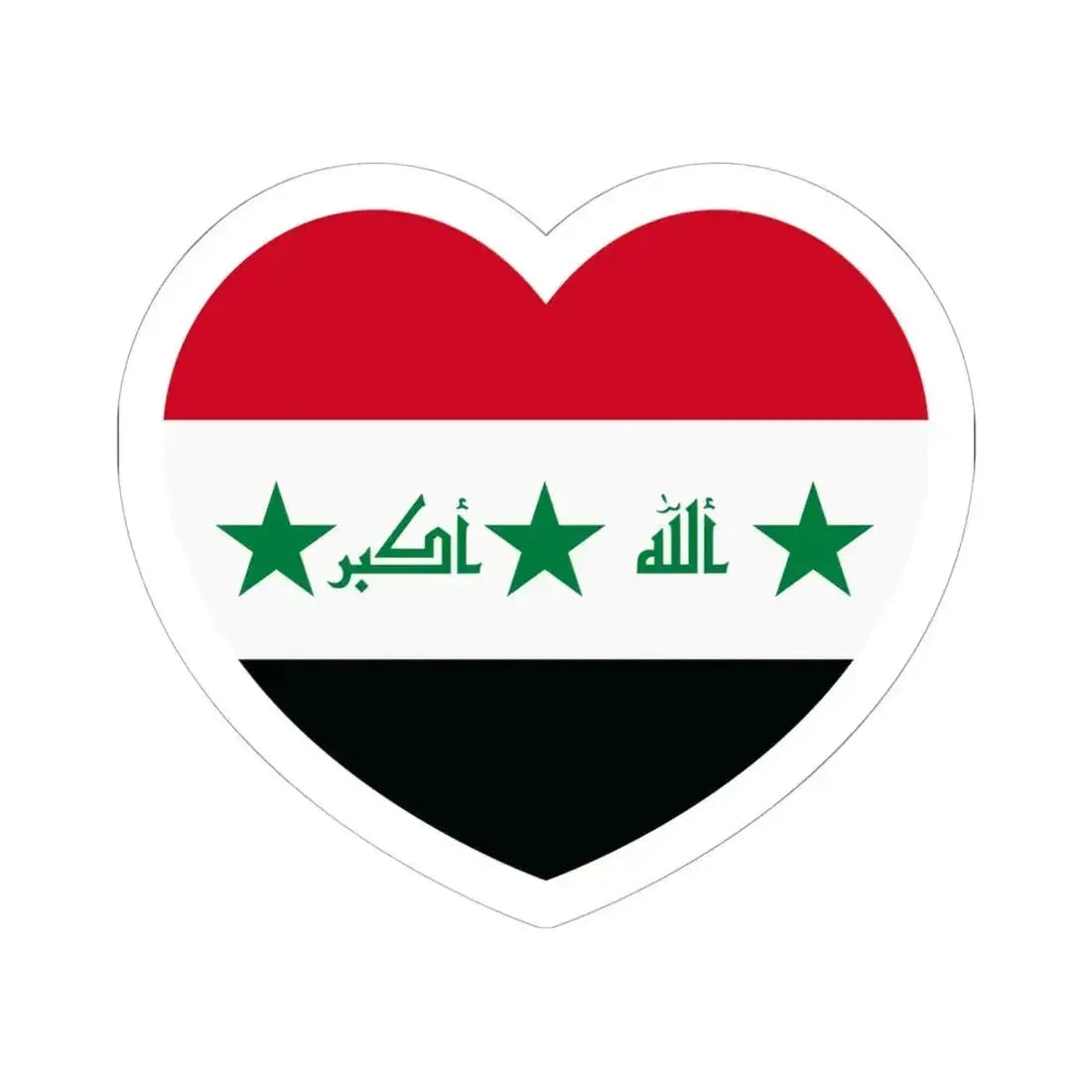Heart Flag of Iraq 2004-2008 - STICKER Vinyl Kiss-Cut Decal 6 Inch White - The Sticker Space