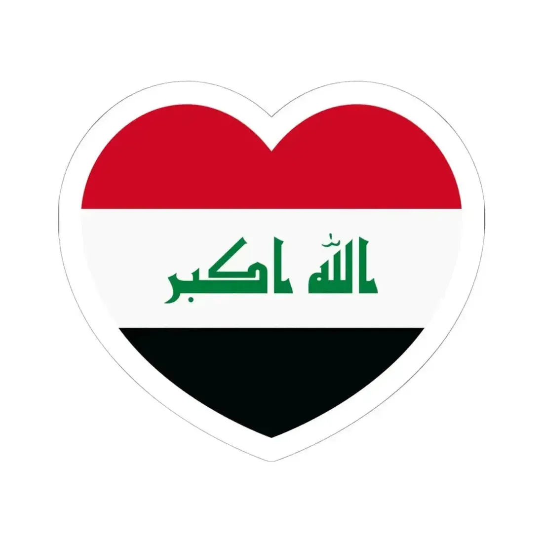 Heart Flag of Iraq - STICKER Vinyl Kiss-Cut Decal 6 Inch White - The Sticker Space