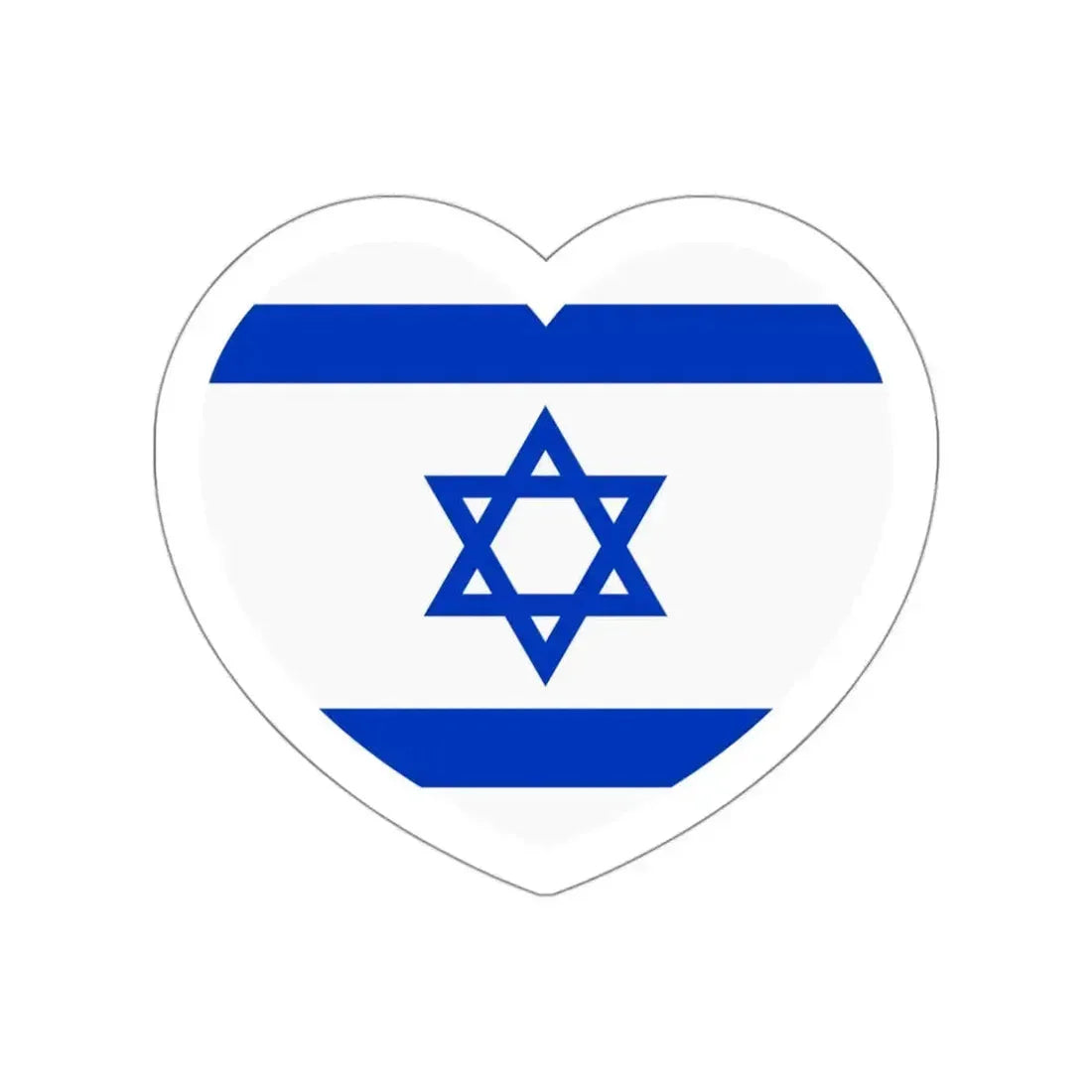 Heart Flag of Israel - STICKER Vinyl Die-Cut Decal White Die-Cut 3 Inch - The Sticker Space