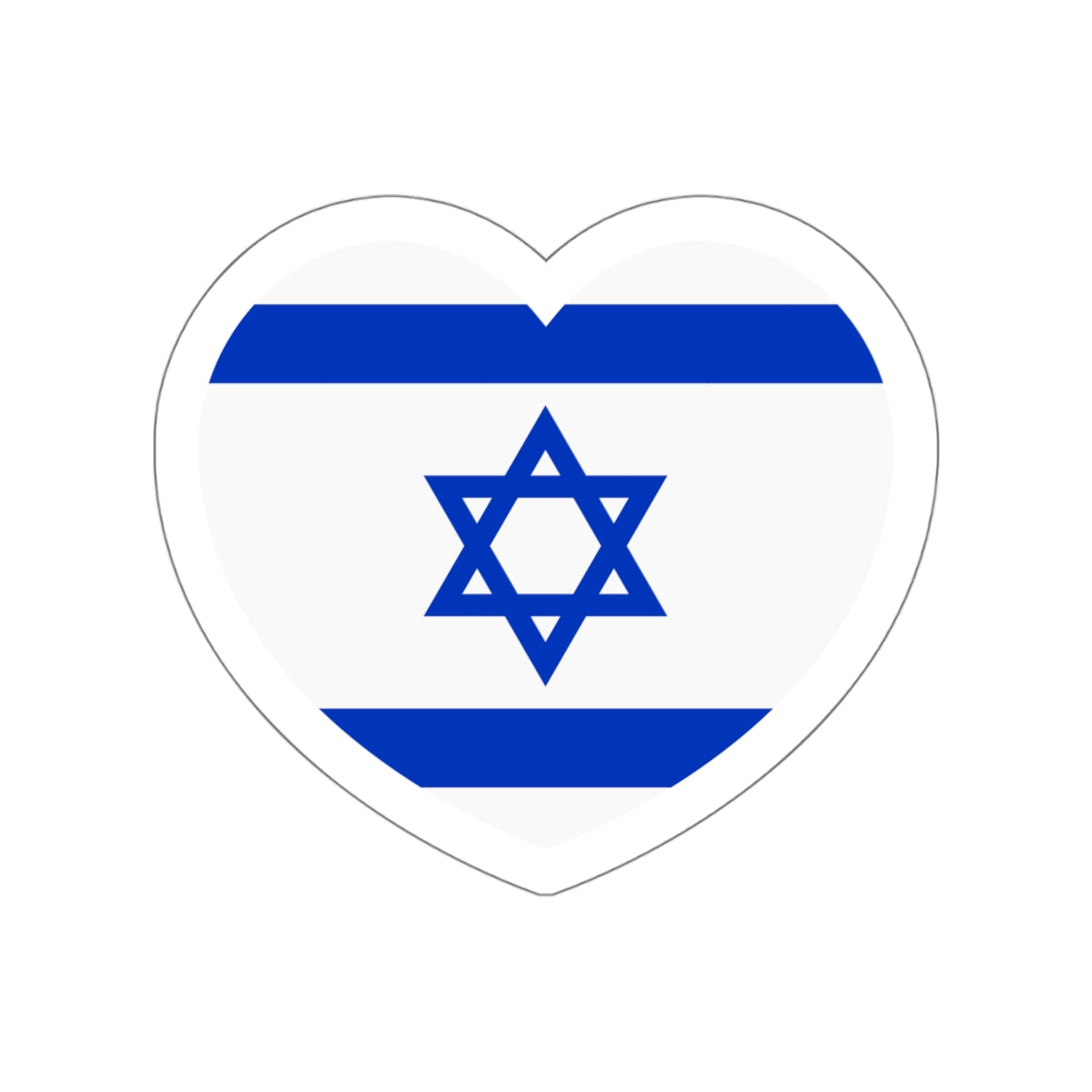 Heart Flag of Israel - STICKER Vinyl Die-Cut Decal-White-The Sticker Space