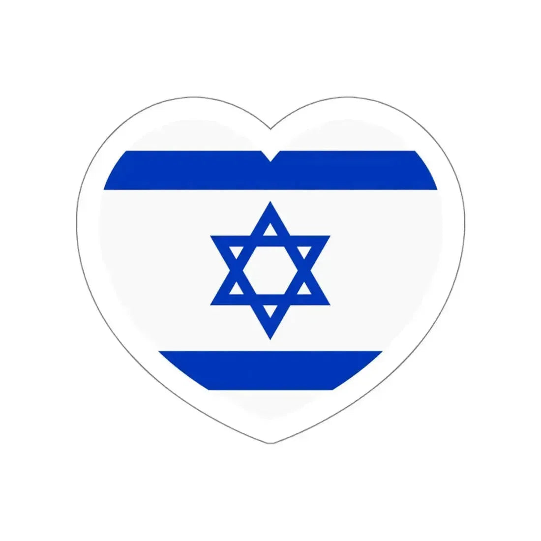 Heart Flag of Israel - STICKER Vinyl Die-Cut Decal White Die-Cut 6 Inch - The Sticker Space