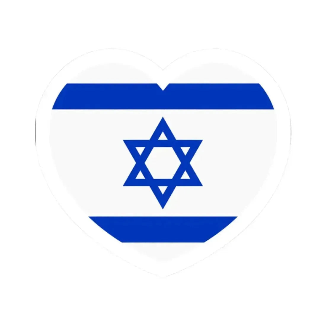 Heart Flag of Israel - STICKER Vinyl Kiss-Cut Decal 2 Inch White - The Sticker Space