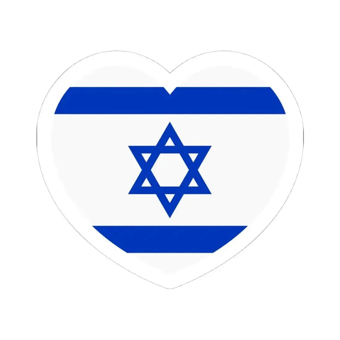 Heart Flag of Israel - STICKER Vinyl Kiss-Cut Decal 4 Inch White - The Sticker Space