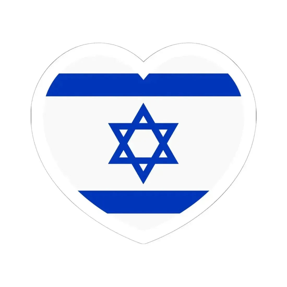 Heart Flag of Israel - STICKER Vinyl Kiss-Cut Decal 6 Inch White - The Sticker Space