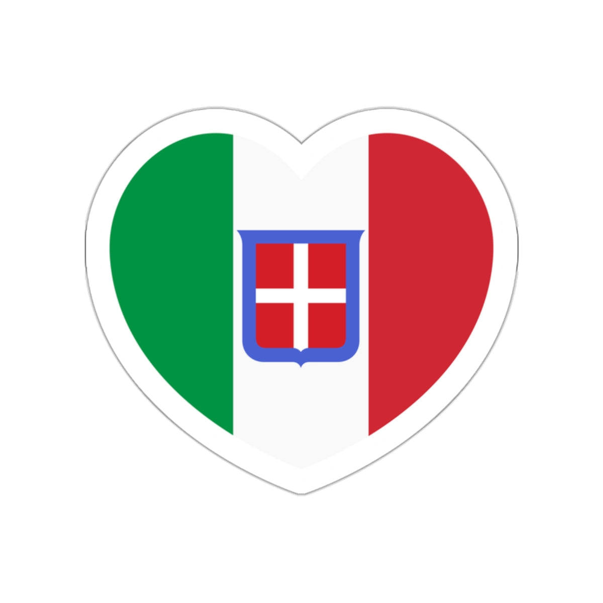 Heart Flag of Italy 1861-1946 - STICKER Vinyl Die-Cut Decal-White-The Sticker Space