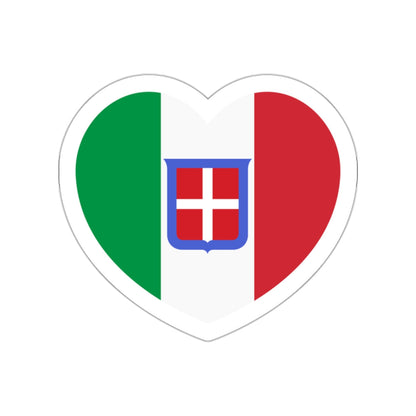 Heart Flag of Italy 1861-1946 - STICKER Vinyl Die-Cut Decal-White-The Sticker Space