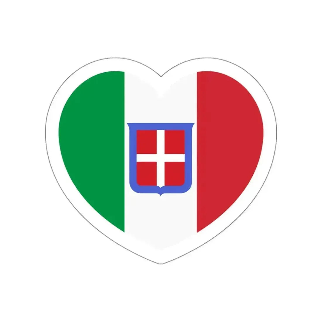 Heart Flag of Italy 1861-1946 - STICKER Vinyl Die-Cut Decal White Die-Cut 3 Inch - The Sticker Space