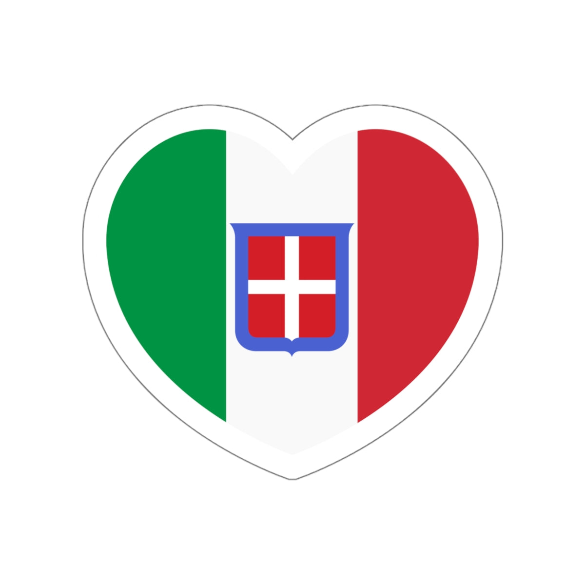 Heart Flag of Italy 1861-1946 - STICKER Vinyl Die-Cut Decal-White-The Sticker Space