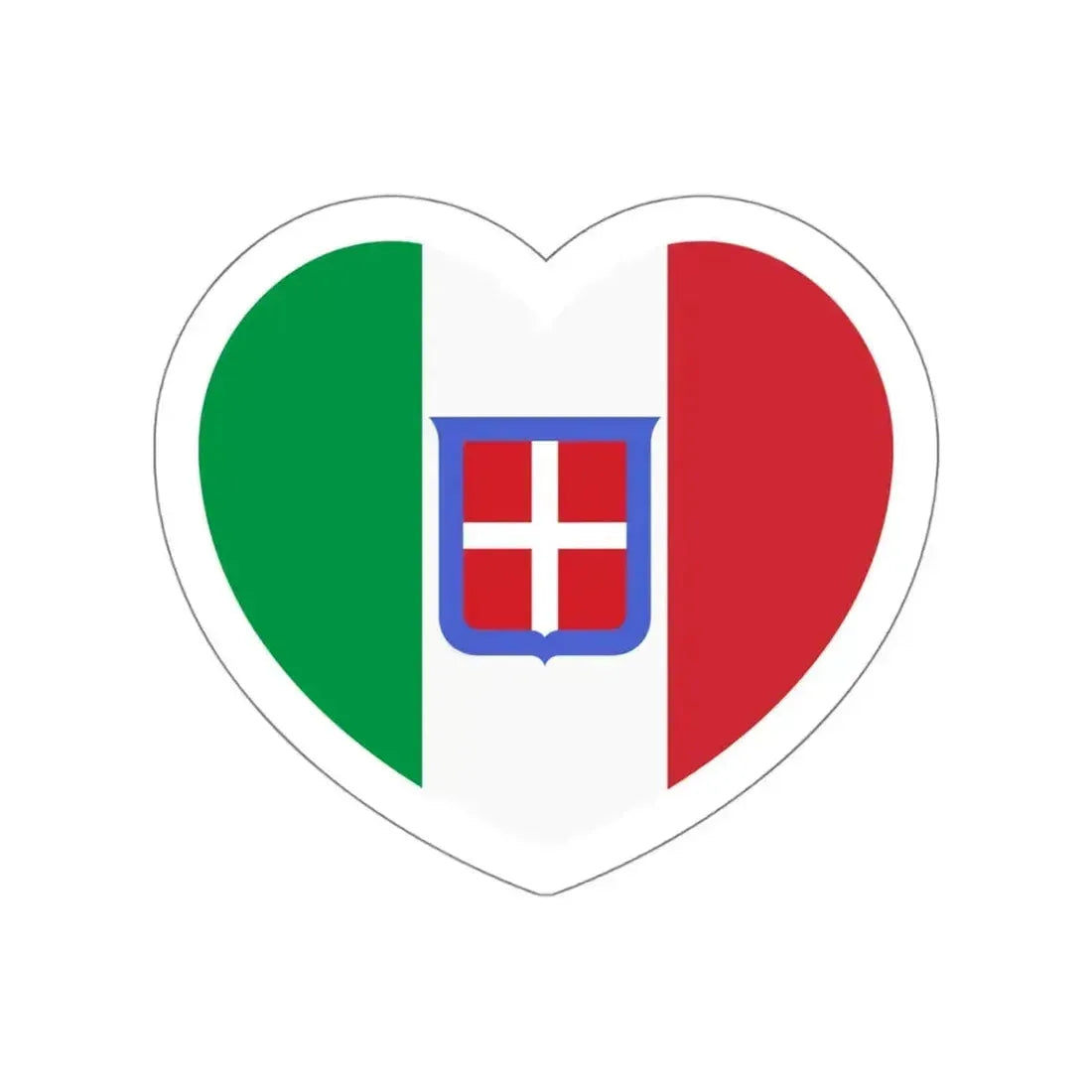 Heart Flag of Italy 1861-1946 - STICKER Vinyl Die-Cut Decal White Die-Cut 4 Inch - The Sticker Space