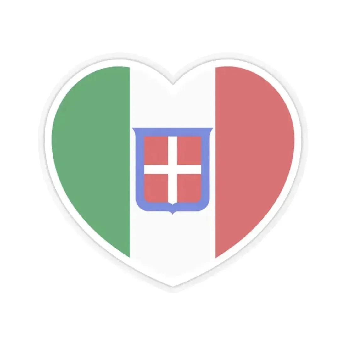 Heart Flag of Italy 1861-1946 - STICKER Vinyl Kiss-Cut Decal 2 Inch Transparent - The Sticker Space