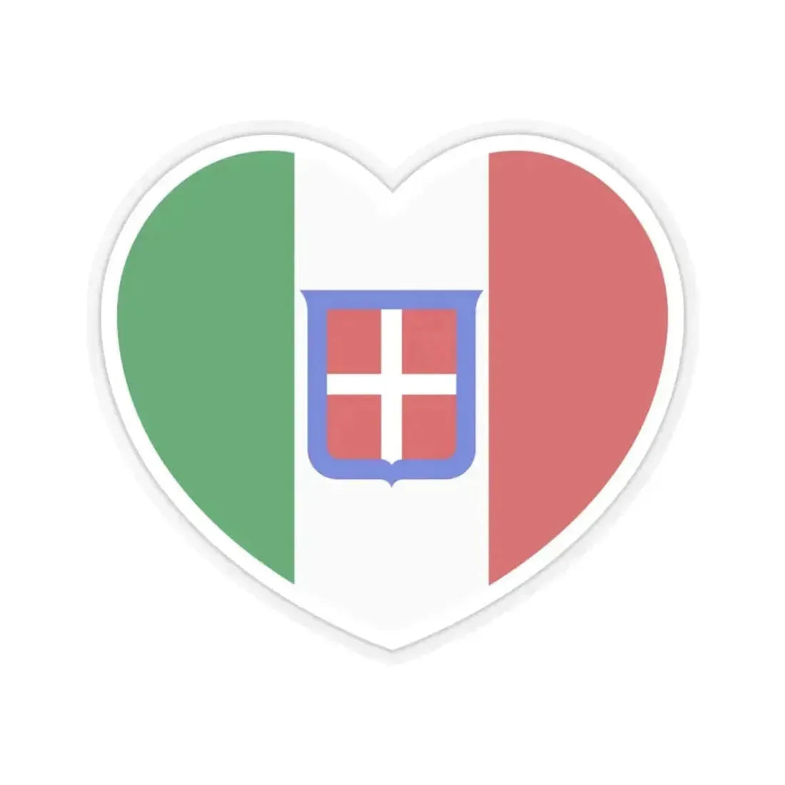 Heart Flag of Italy 1861-1946 - STICKER Vinyl Kiss-Cut Decal 3 Inch Transparent - The Sticker Space