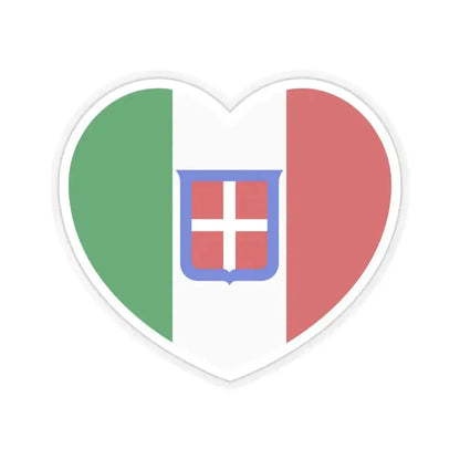 Heart Flag of Italy 1861-1946 - STICKER Vinyl Kiss-Cut Decal 3 Inch Transparent - The Sticker Space