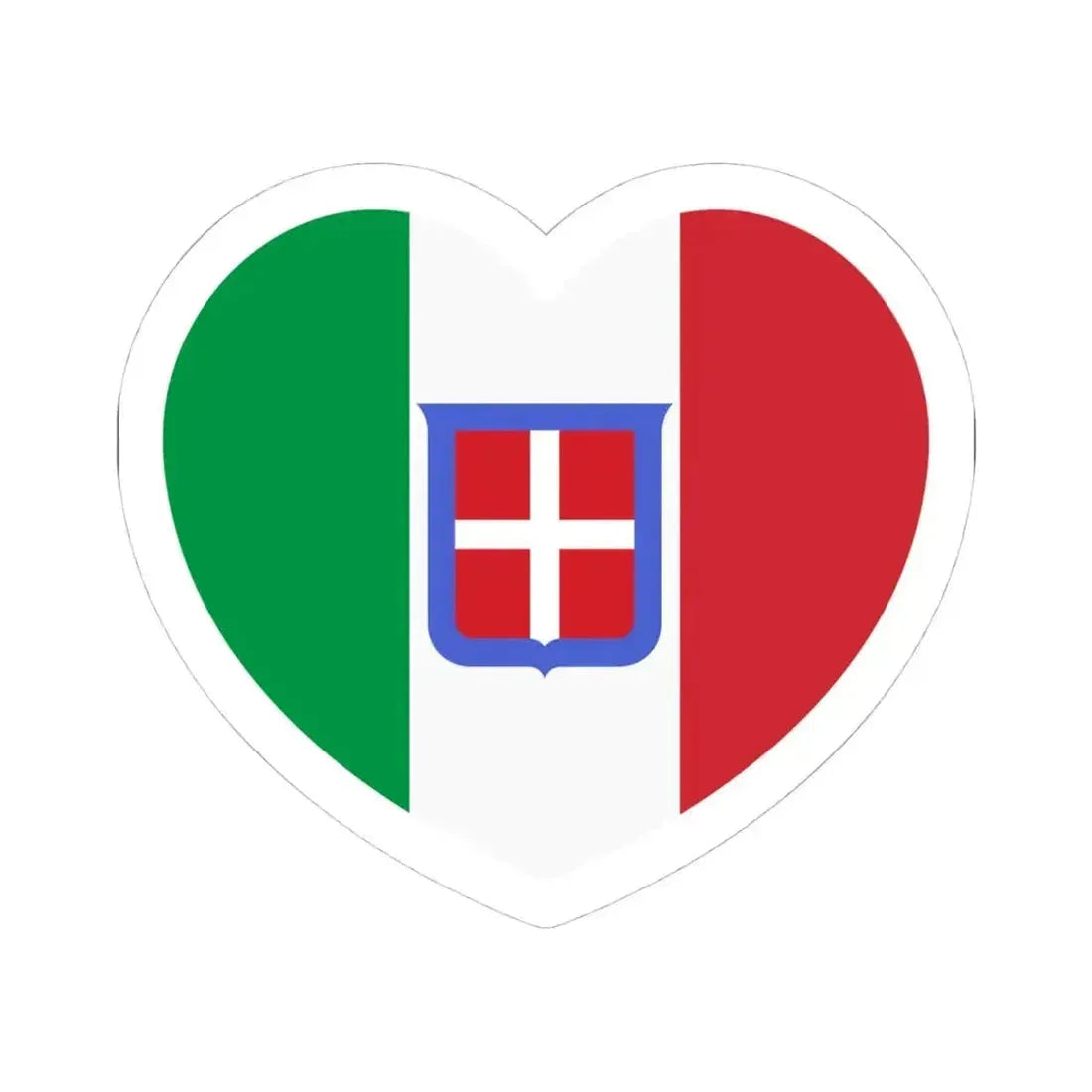 Heart Flag of Italy 1861-1946 - STICKER Vinyl Kiss-Cut Decal 4 Inch White - The Sticker Space