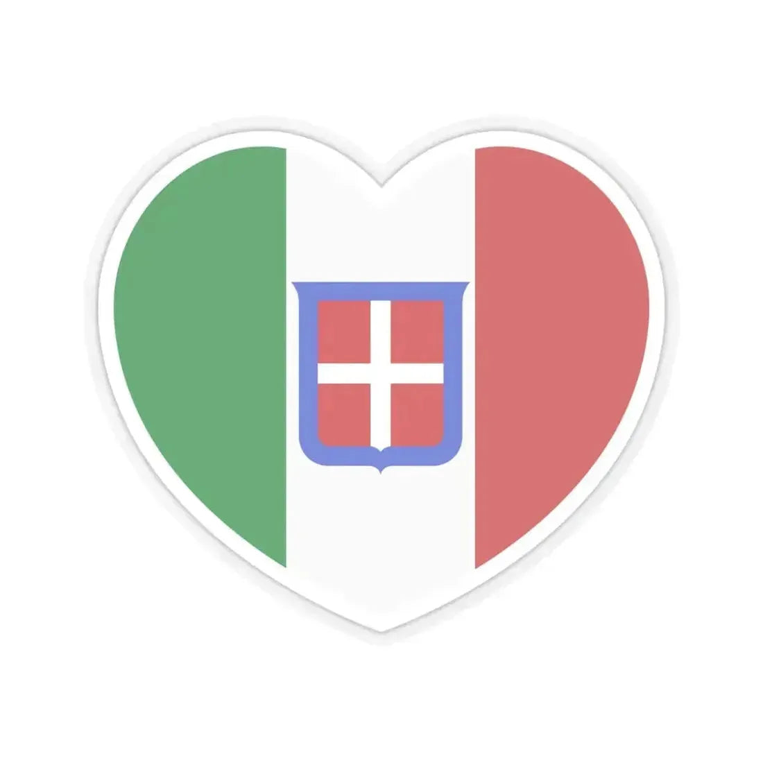 Heart Flag of Italy 1861-1946 - STICKER Vinyl Kiss-Cut Decal 6 Inch Transparent - The Sticker Space
