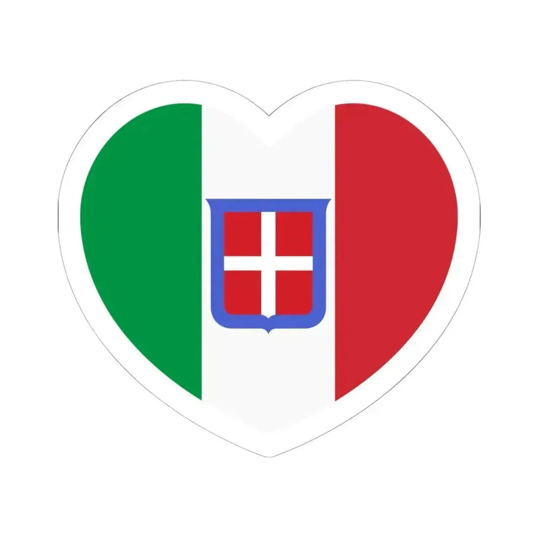 Heart Flag of Italy 1861-1946 - STICKER Vinyl Kiss-Cut Decal 6 Inch White - The Sticker Space