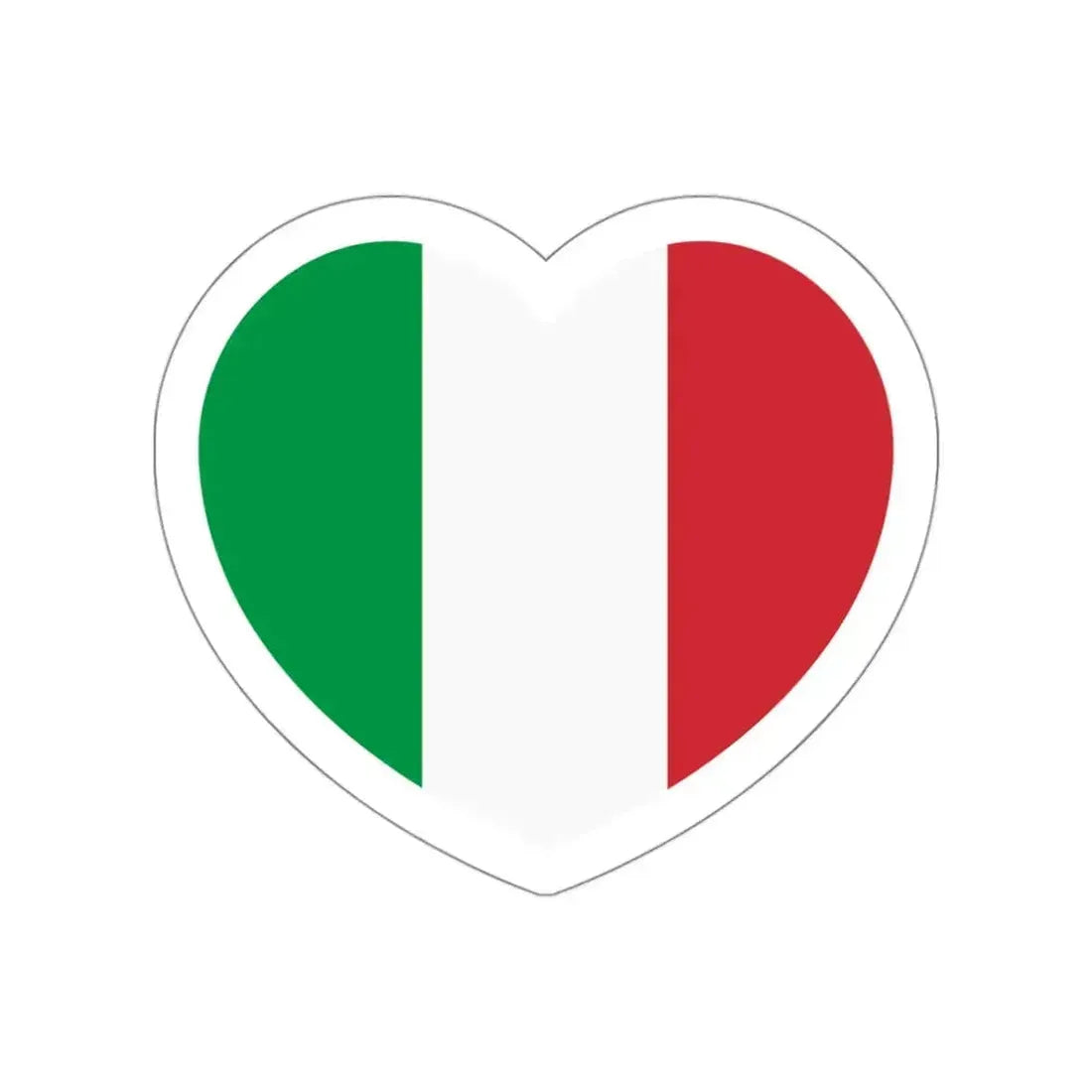 Heart Flag of Italy - STICKER Vinyl Die-Cut Decal White Die-Cut 3 Inch - The Sticker Space