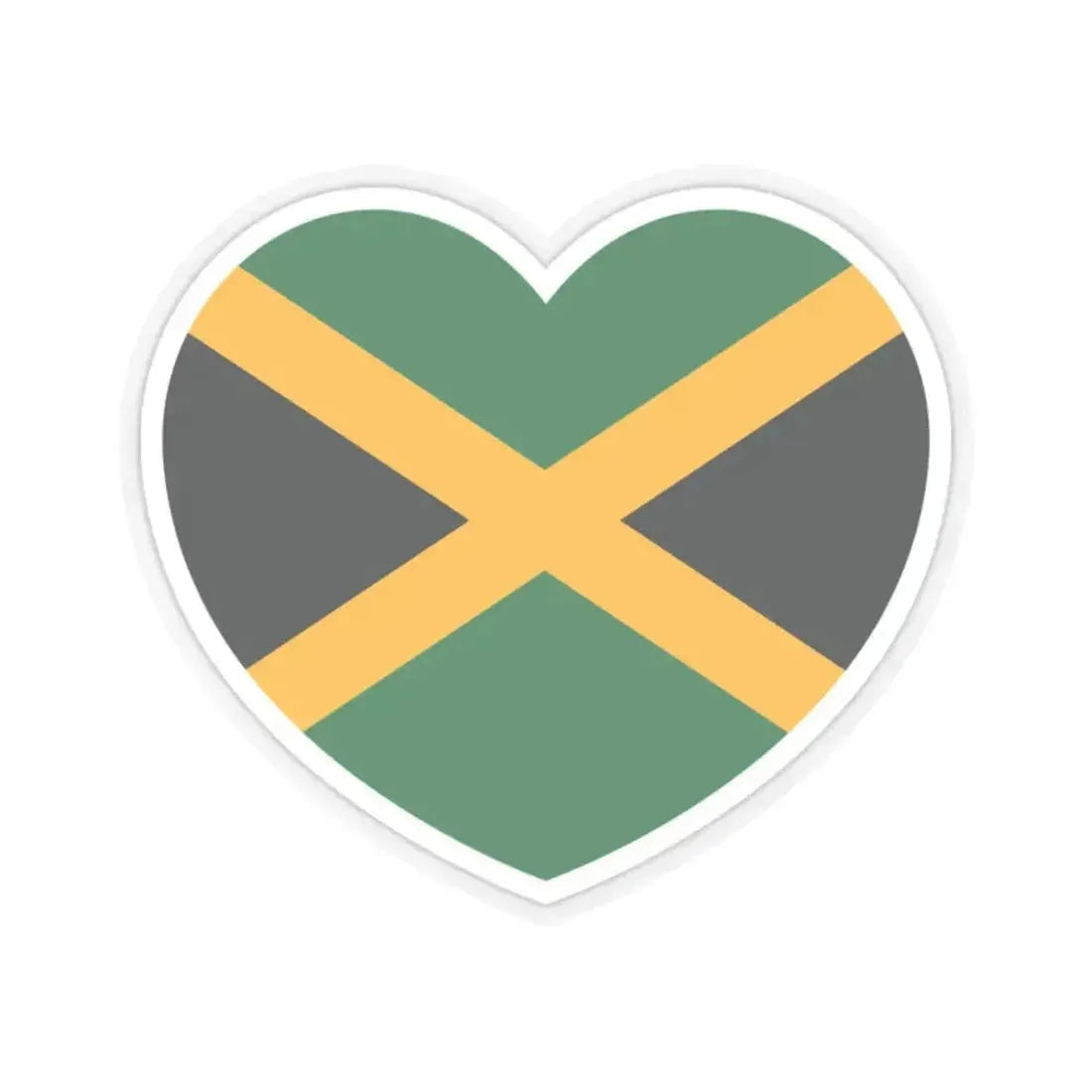 Heart Flag of Jamaica - STICKER Vinyl Kiss-Cut Decal 2 Inch Transparent - The Sticker Space