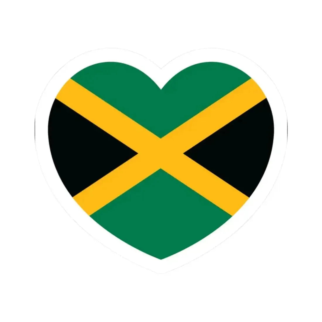 Heart Flag of Jamaica - STICKER Vinyl Kiss-Cut Decal 2 Inch White - The Sticker Space