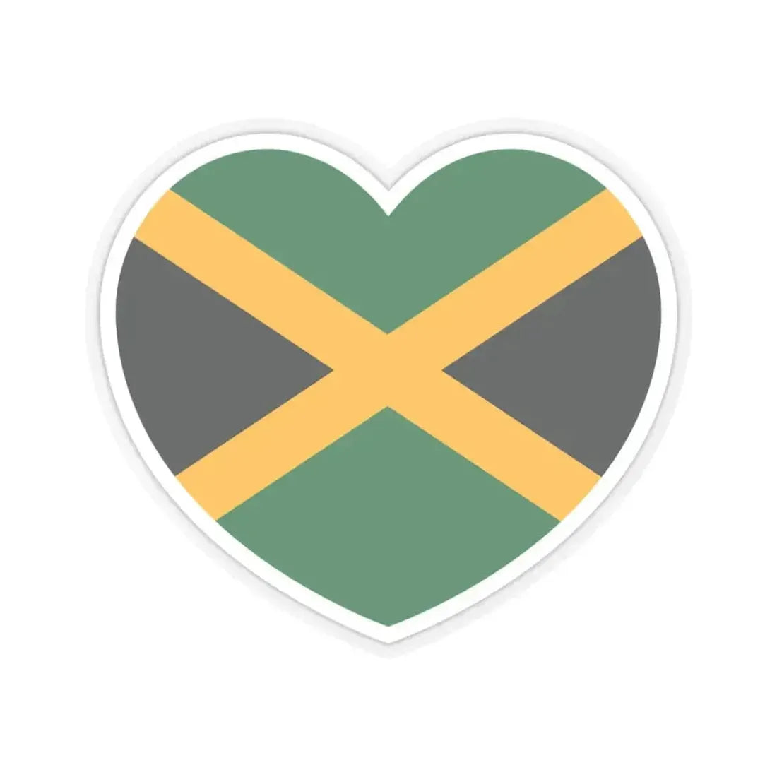 Heart Flag of Jamaica - STICKER Vinyl Kiss-Cut Decal 3 Inch Transparent - The Sticker Space
